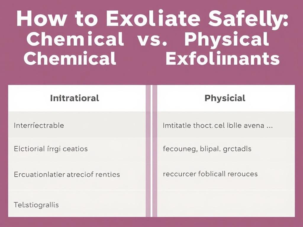How to Exfoliate Safely: Chemical vs. Physical Exfoliants. Tabla comparativa: químico vs físico How to Exfoliate Safely: Chemical vs. Physical Exfoliants. Tabla comparativa: químico vs físico