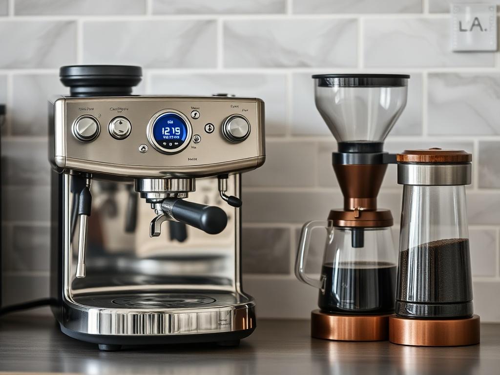coffee machine and coffee grinderфото